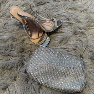 Silver Strappy Heels and Matching Bag